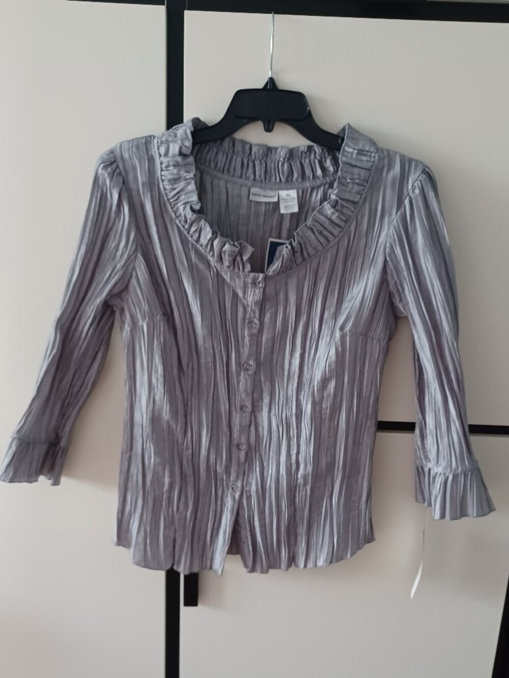 harve benard pleated women's gray blouse, size XL